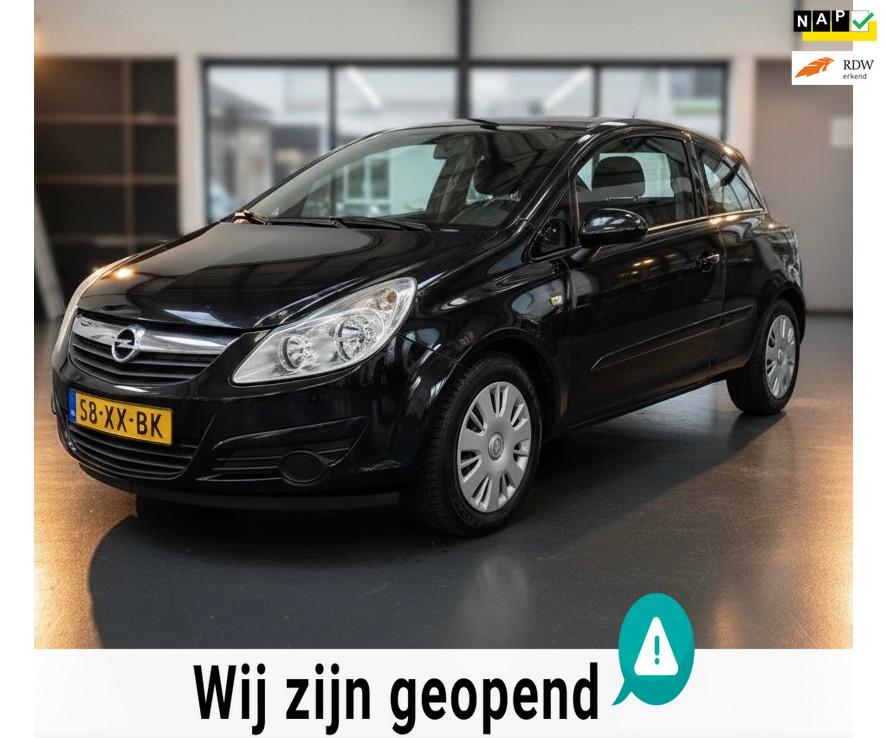 Opel Corsa 1.4-16V Business-airco-elek ramen-1 jaar apk, Voorwielaandrijving, Gebruikt, 4 cilinders, Zwart