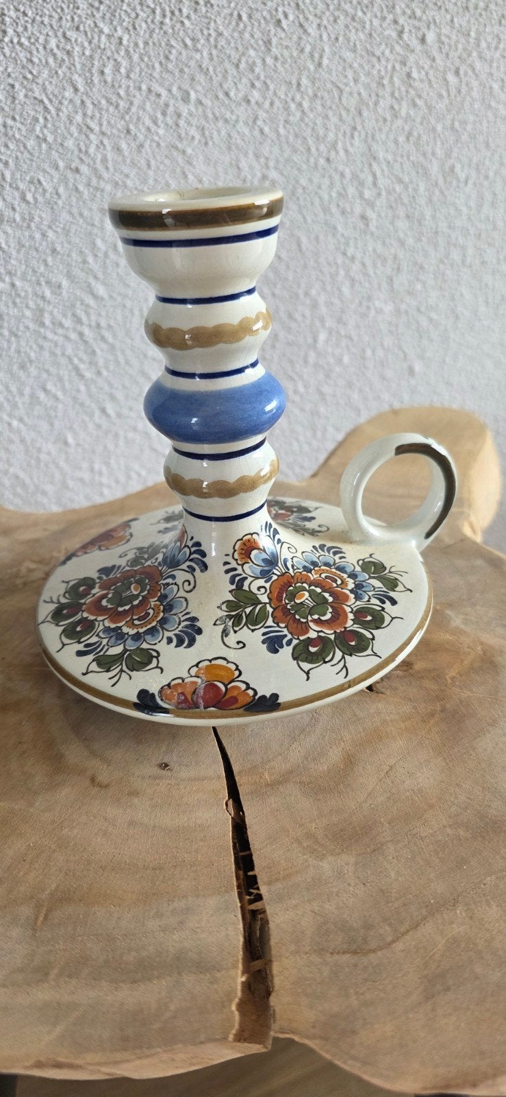 Delfts Polychroom Kandelaar Flora Keramiek Handwerk 2013, Ophalen of Verzenden