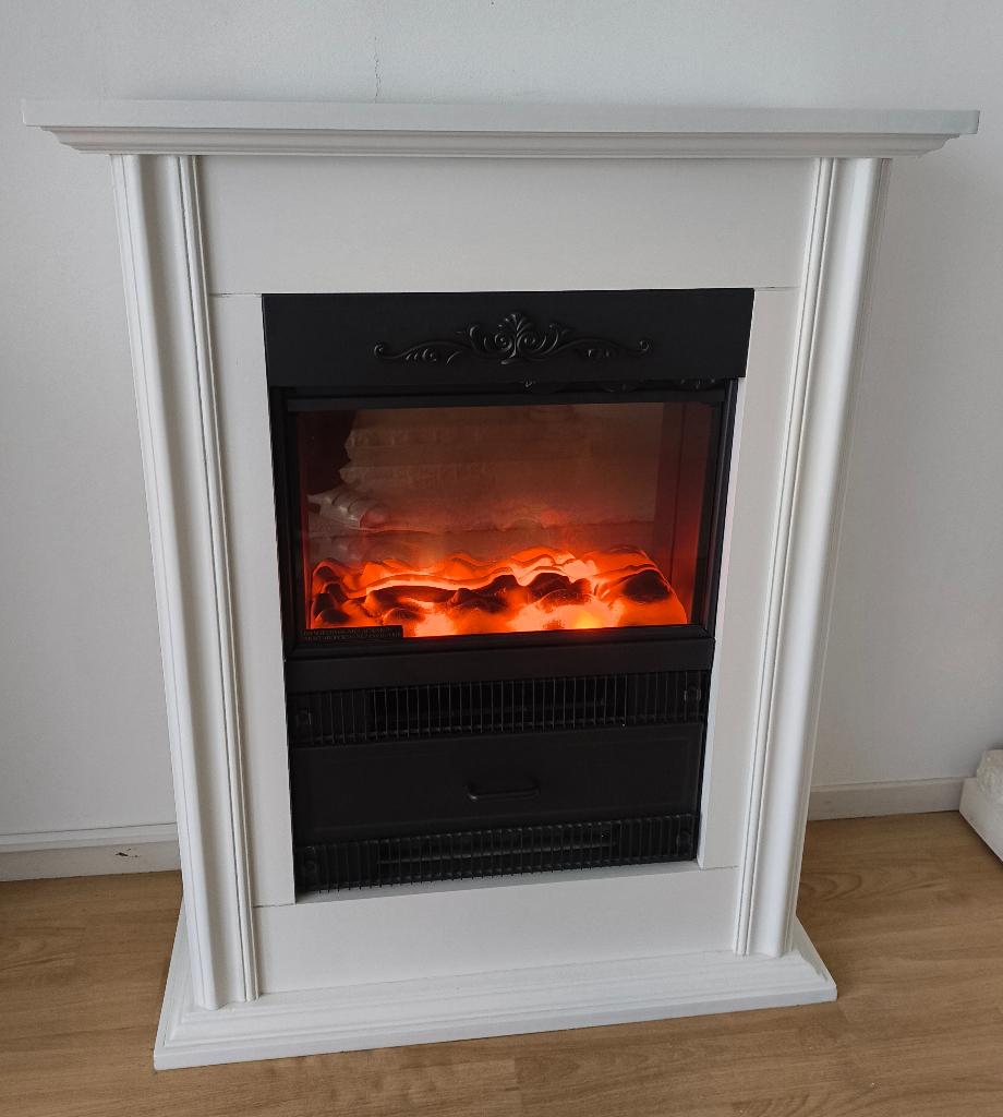 Elektrische openhaard decoratie wit haard, Ophalen, Gebruikt, Vrijstaande haard, Houthaard