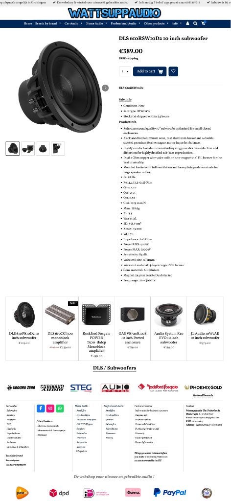 DLS Reference 610RSW10D2 10 inch subwoofer, Auto diversen, Info@optimount.nl, Nieuw, Ophalen of Verzenden, Anholtseweg 48A 7091 HB DINXPERLO