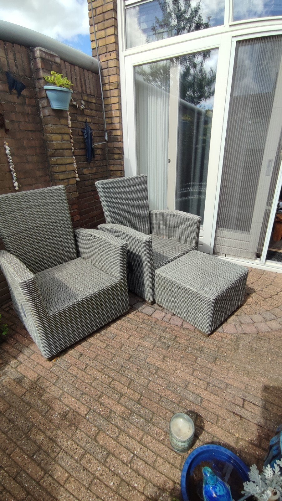 Te koop in Kampen : 2 tuinstoelen incl kussens., Ophalen, Gebruikt, Kunststof, Verstelbaar