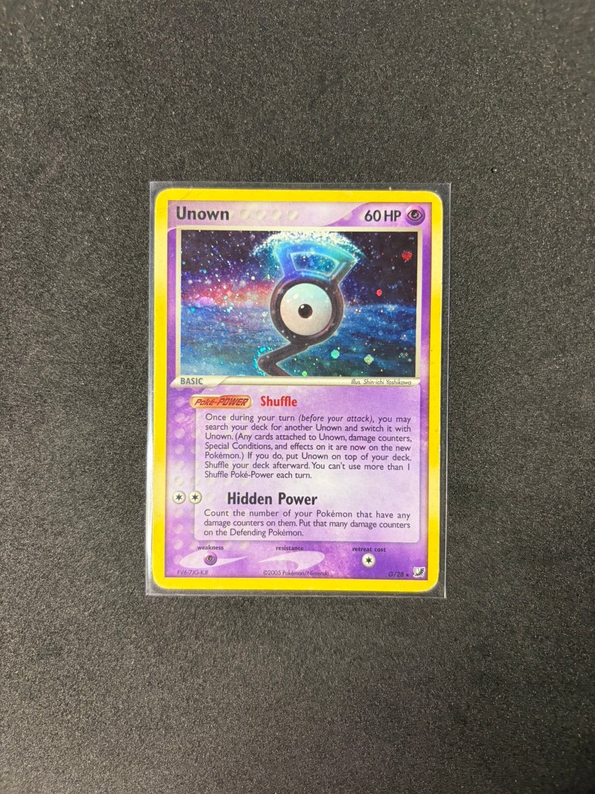Pokemon kaart Unown [G] UF g-28 - EX unseen forces, Ophalen of Verzenden, Gebruikt, Losse kaart