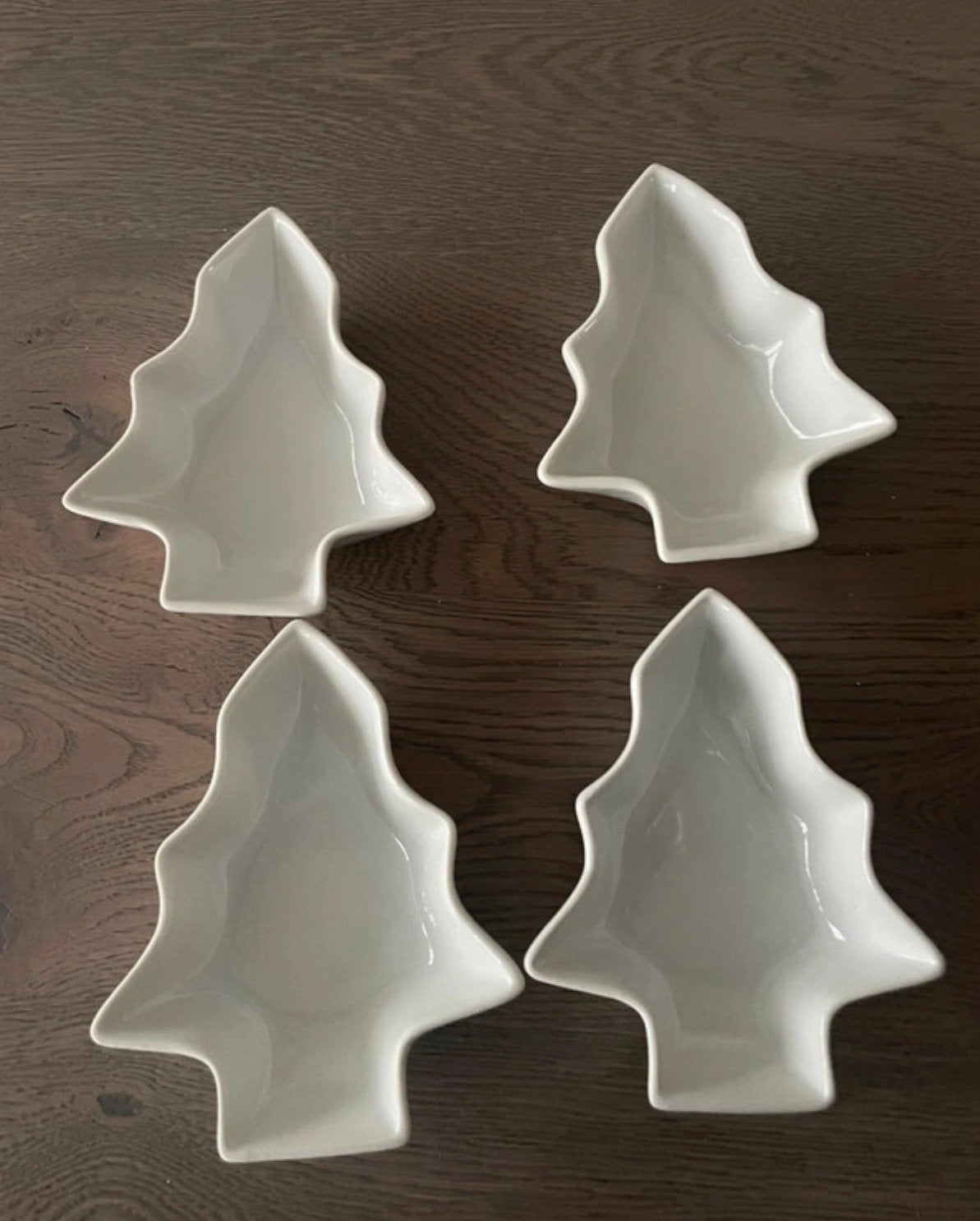 Set van 4 kerstboom schaaltjes - wit keramiek, Diversen, Ophalen of Verzenden, Nieuw