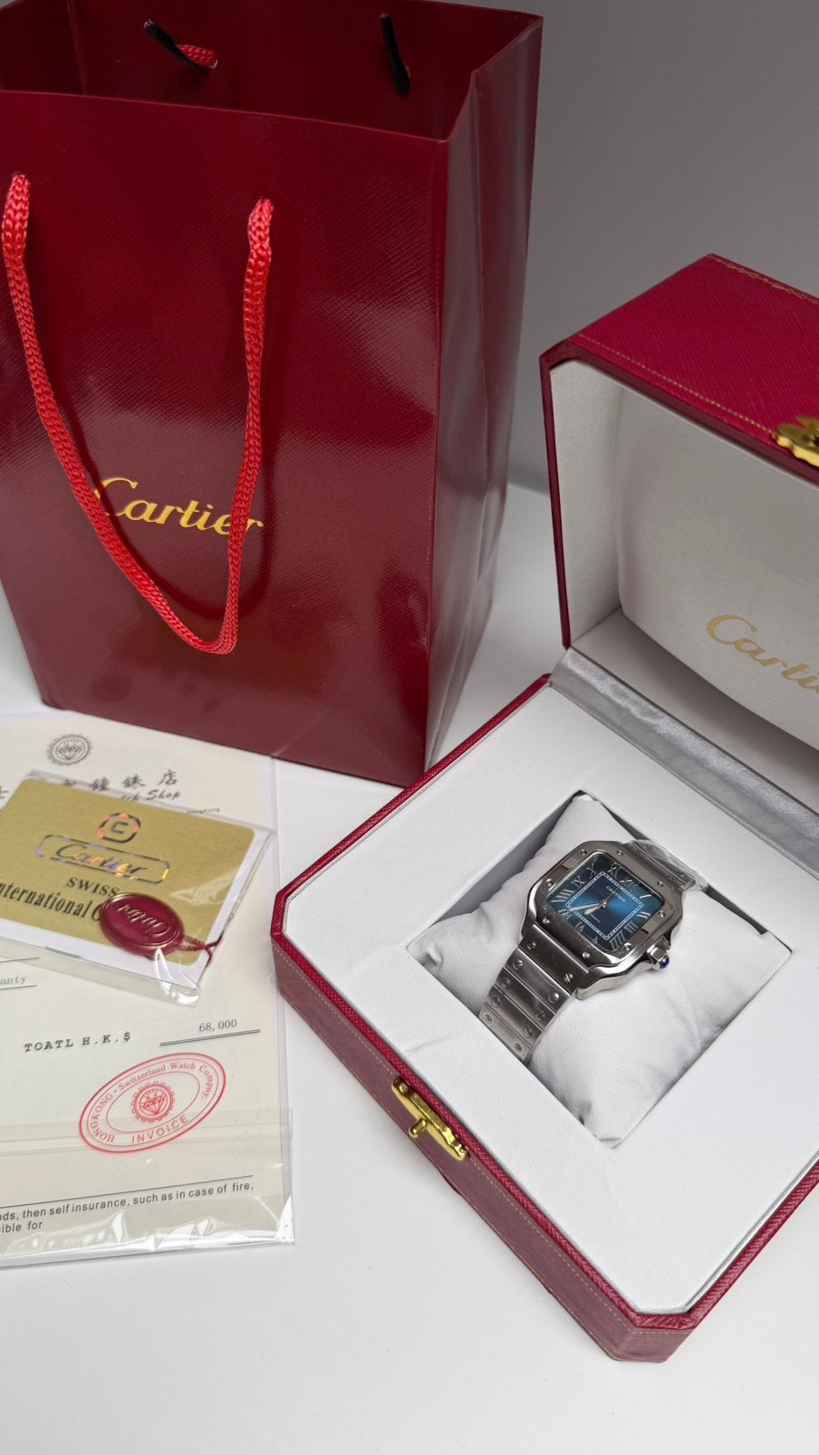 Cartier Santos de Cartier Blue Dial 35MM Horloge, Ophalen of Verzenden, Nieuw