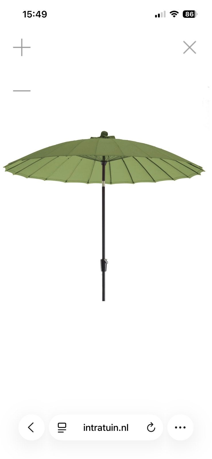 Parasol Intratuin, Gebruikt, Kantelbaar, Stokparasol, 2 tot 3 meter
