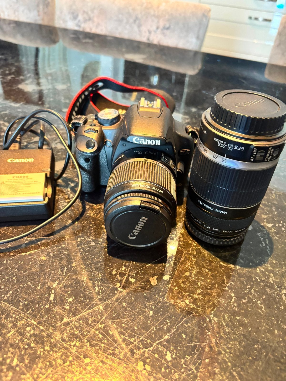 Canon EOS 500D Spiegelreflexcamera met 18-55mm en 55-250mm l, Ingebouwde flitser, Gebruikt, Spiegelreflex, Canon