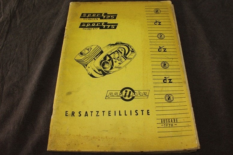 CZ 125cc 175cc Sport 1970 motorrad ersatzteil liste 476 477, Motoren, Ophalen of Verzenden, Overige merken