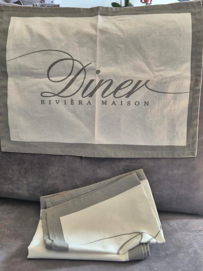 Riviera Maison Katoenen Onderlegger - Diner Placemat, Ophalen, Gebruikt, Grijs, Placemat