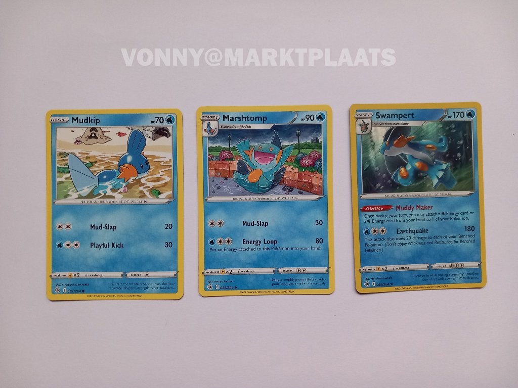 NIEUW! Pokémon TCG evolutie set Mudkip Marshtomp Swampert, Ophalen of Verzenden, Nieuw, Meerdere kaarten