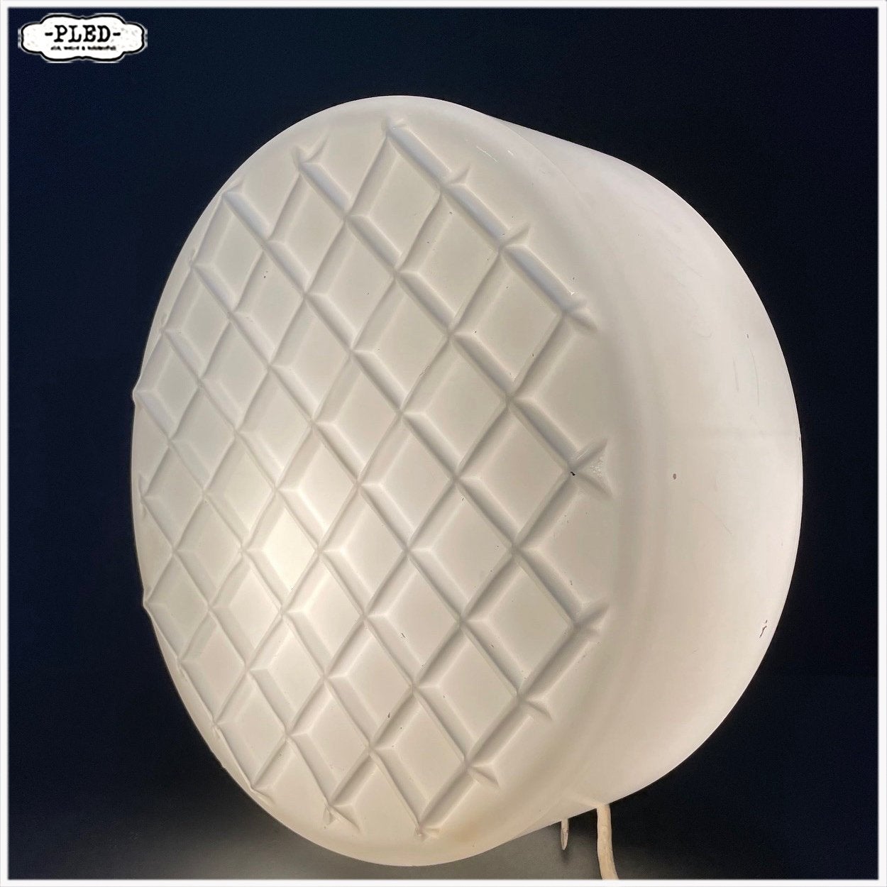 Ronde vintage opaline plafondlamp Plafonnière Lamp, Wit, Overige merken, Gebruikt, Glas