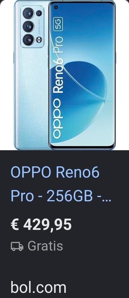 OPPO Reno 6 pro, Ophalen of Verzenden, Zo goed als nieuw, Blauw, 256 GB