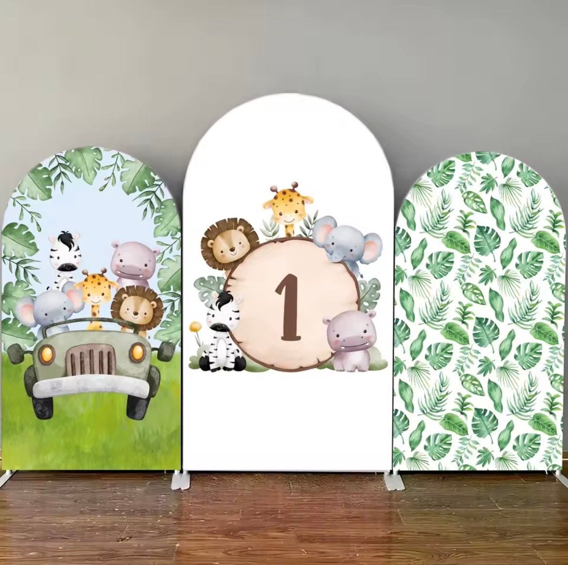 Jungle Safari Backdrop Set voor verjaardag te huur!, Ophalen, Zo goed als nieuw, Versiering, Verjaardag
