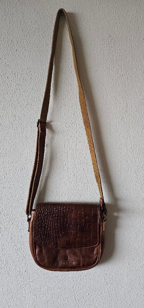 Micmacbags leren schoudertasje bruin (91124), Ophalen of Verzenden, Gebruikt, Bruin, Schoudertasje