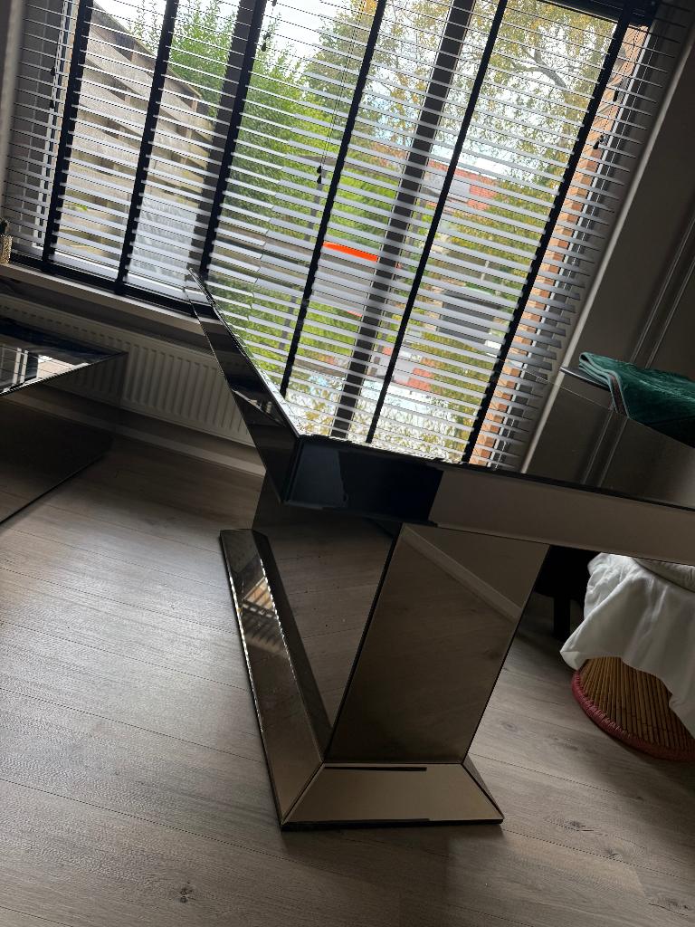 Eettafel / Eric Kuster stijl Blocci Spiegel Glas Sepia, Ophalen, 150 tot 200 cm, Rechthoekig, 50 tot 100 cm