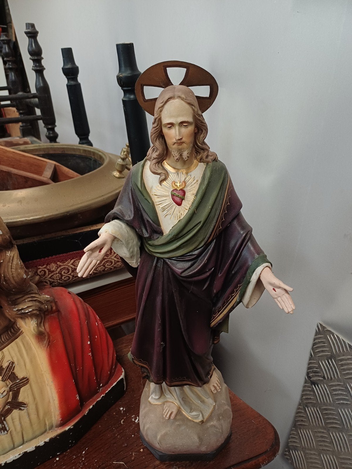 Heilig Hart Jezus beeld - Vintage religieus beeld, Ophalen of Verzenden