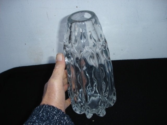 Vintage glazen vaas jaren 50 Orrefors / Sklo Union ??, Antiek en Kunst, Ophalen of Verzenden