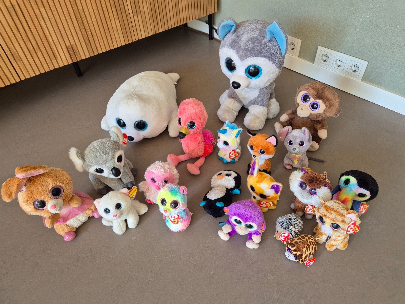 Grote collectie Ty Beanie Boos knuffels, Ophalen, Gebruikt, Overige karakters, Grijs