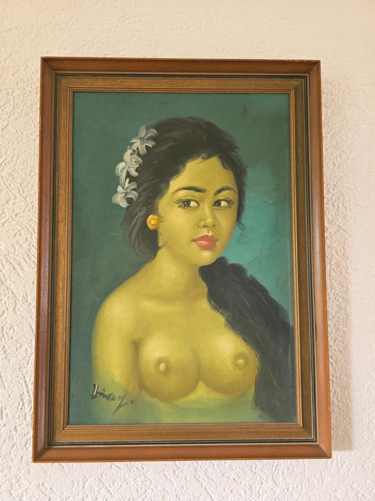 Vintage Balinees olieverfschilderij – jaren 60/70 –, Antiek en Kunst, Ophalen