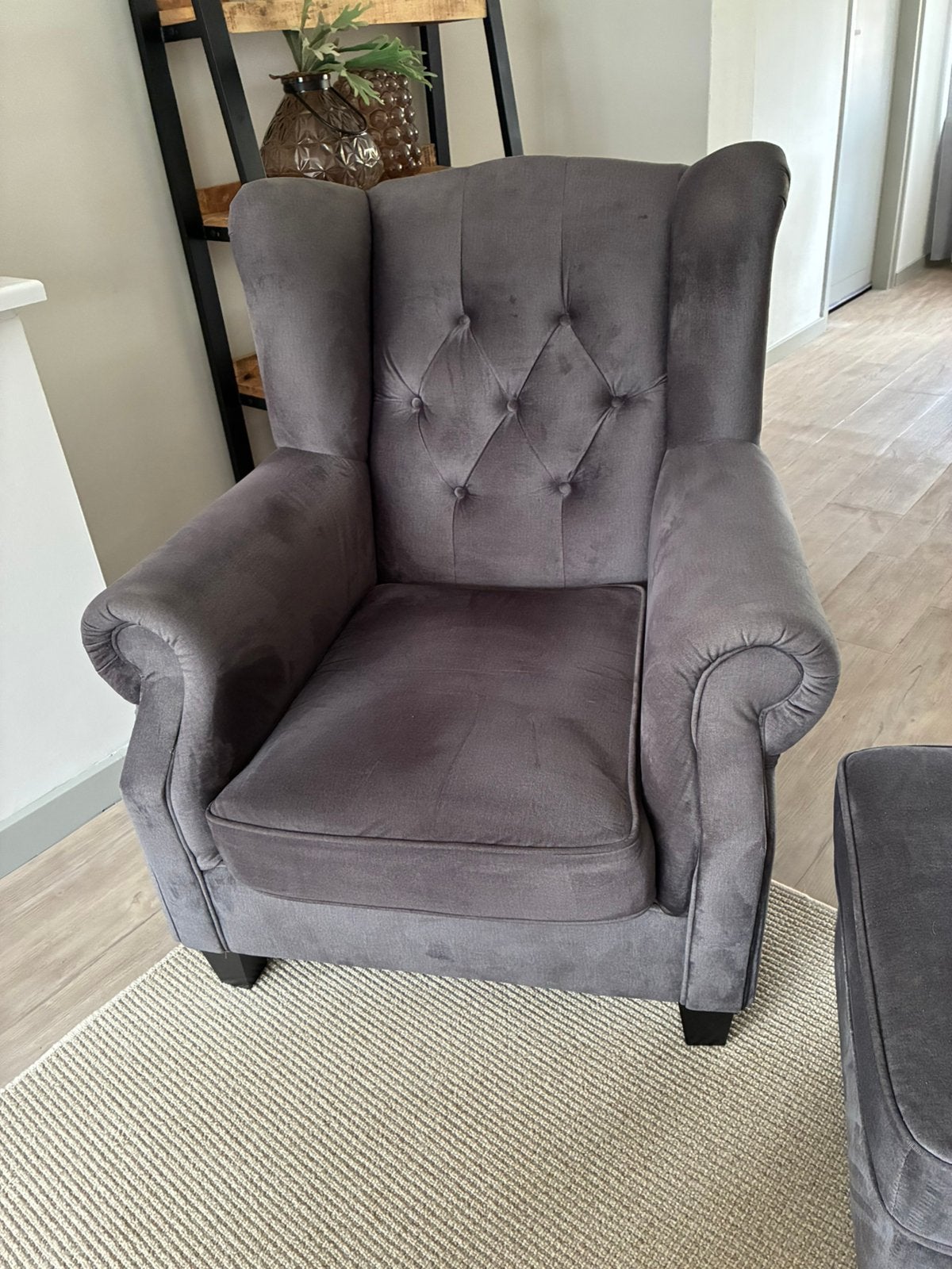 Grijze fauteuil, Ophalen, Gebruikt, 75 tot 100 cm, Stof