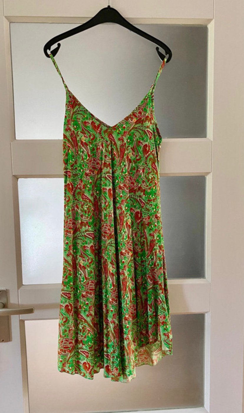 Boho paisley jurk | Maat M, Maat 38/40 (M), Ophalen of Verzenden, Zo goed als nieuw, Onder de knie
