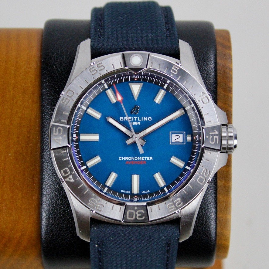 Breitling Avenger - A17328 - Full Set, Leer, Staal, Breitling, Polshorloge