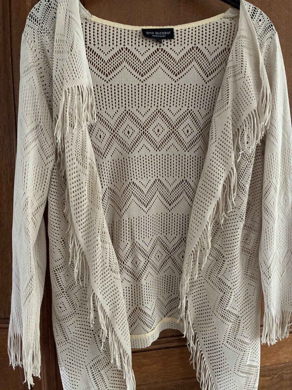 Ana Alcazar gehaakt vest met franjes, Kleding | Dames, Ophalen of Verzenden, Zo goed als nieuw, Maat 38/40 (M), Beige