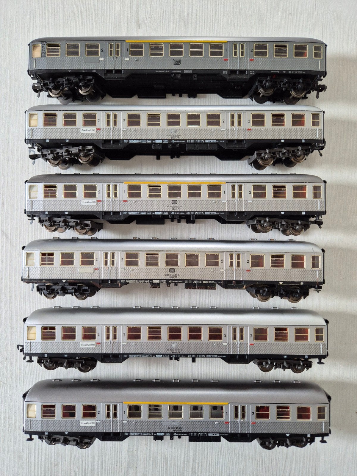 6 Fleischmann H0 DB silberling rijtuigen 5121/5122