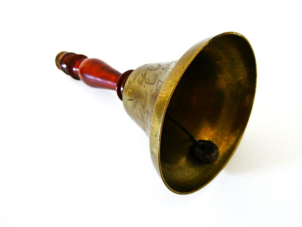 Oude messing handbel, vergaderbel tafelbel schoolbel bel, Antiek en Kunst, Ophalen of Verzenden