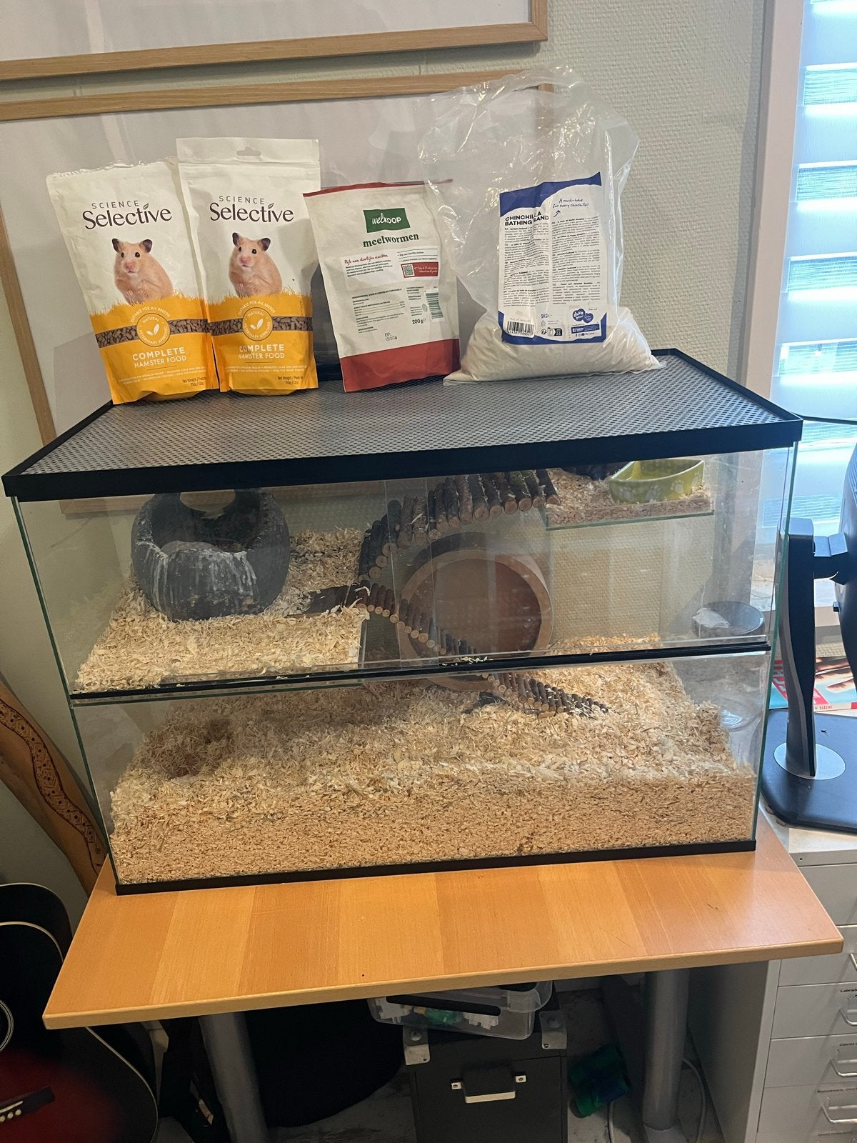 Gerbil/knaagdier kooi met dikstaartgerbil, Kooi, Minder dan 75 cm, Zo goed als nieuw, Ophalen