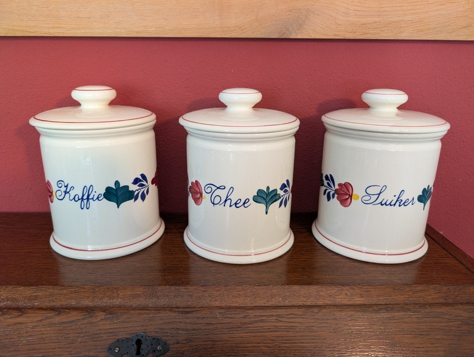Boch Belgium Koffie, Thee en Suiker Potten Set, Ophalen of Verzenden
