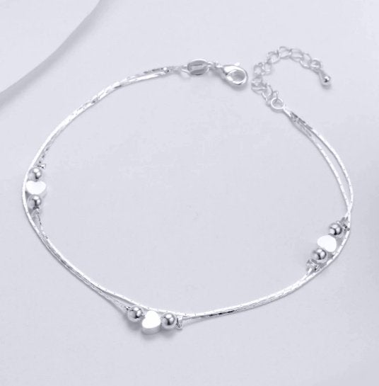 925 sterling zilver enkelbandje met hartje, Ophalen of Verzenden, Nieuw, Zilver