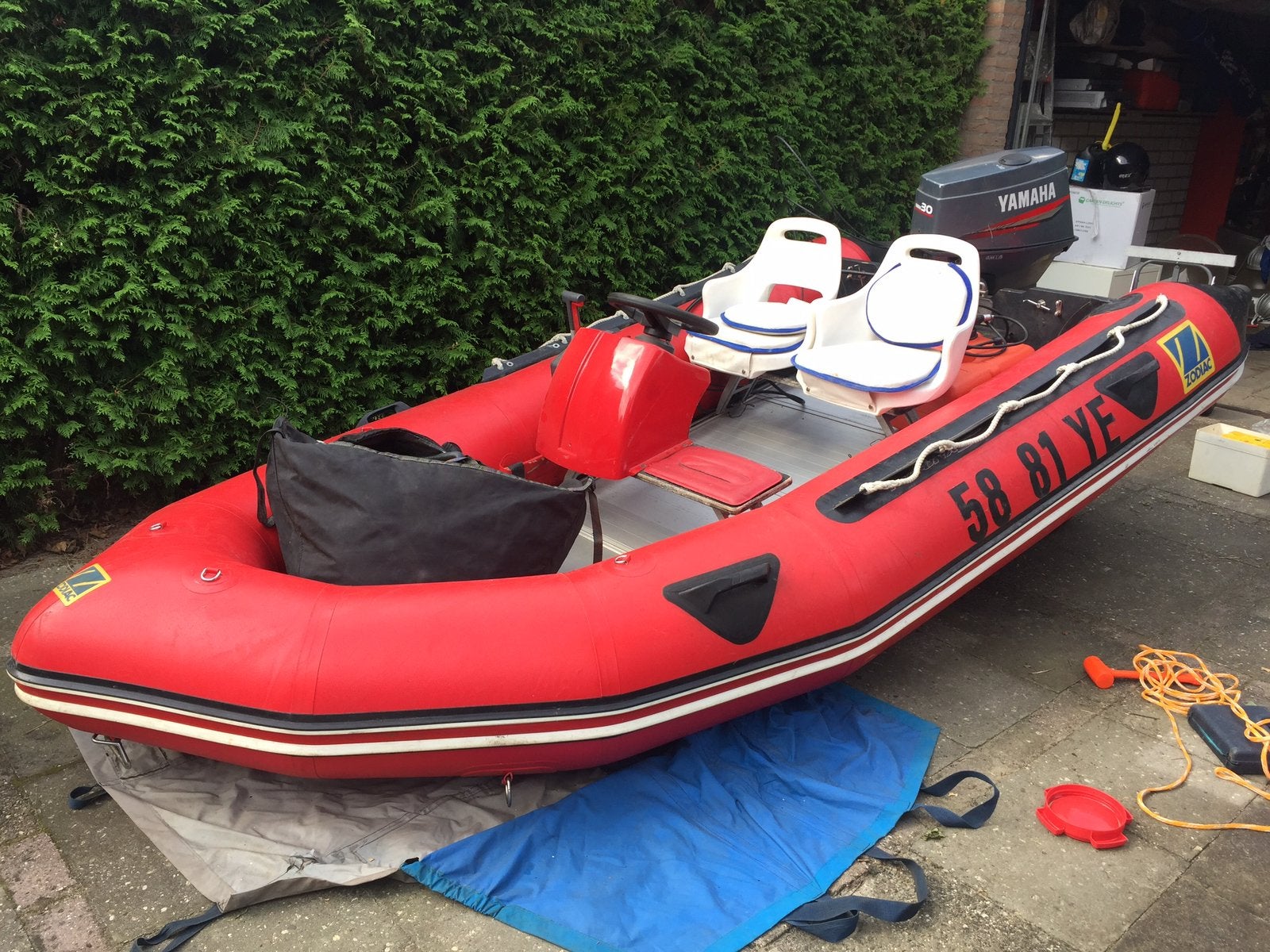 Zodiac futura rubberboot met Yamaha 30 pk buitenboordmotor, Watersport en Boten, Ophalen, Gebruikt, Met afstandsbediening, 30 pk of meer