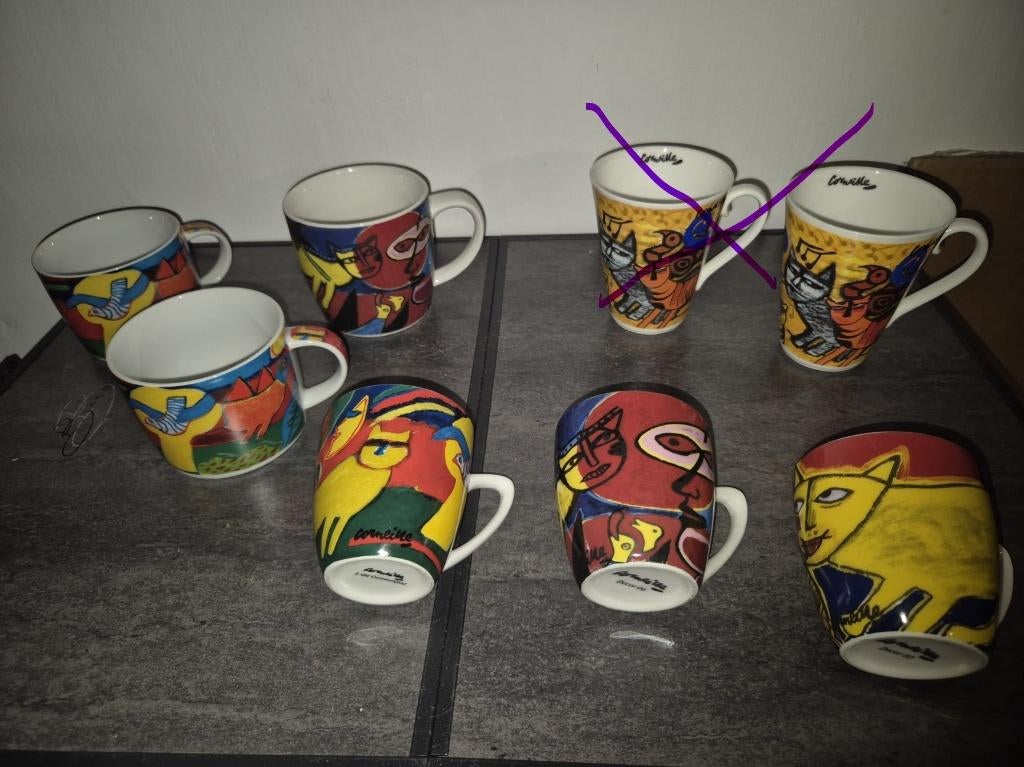Corneille kopjes - schaaltjes- schaal vuurvogel, Huis en Inrichting, Overige typen, Ophalen of Verzenden, Zo goed als nieuw, Overige stijlen