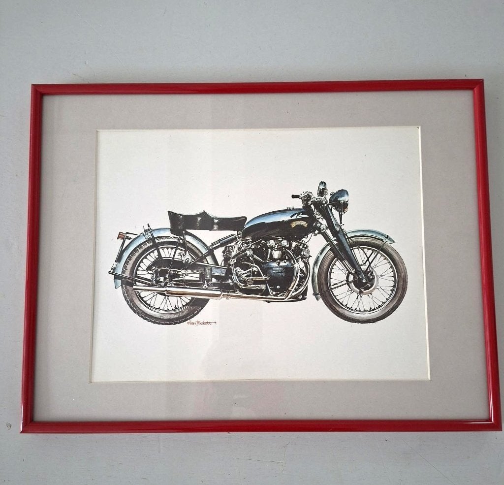 ingelijste prent vintage motor Vincent black shadow, Ophalen of Verzenden, Zo goed als nieuw, Motoren