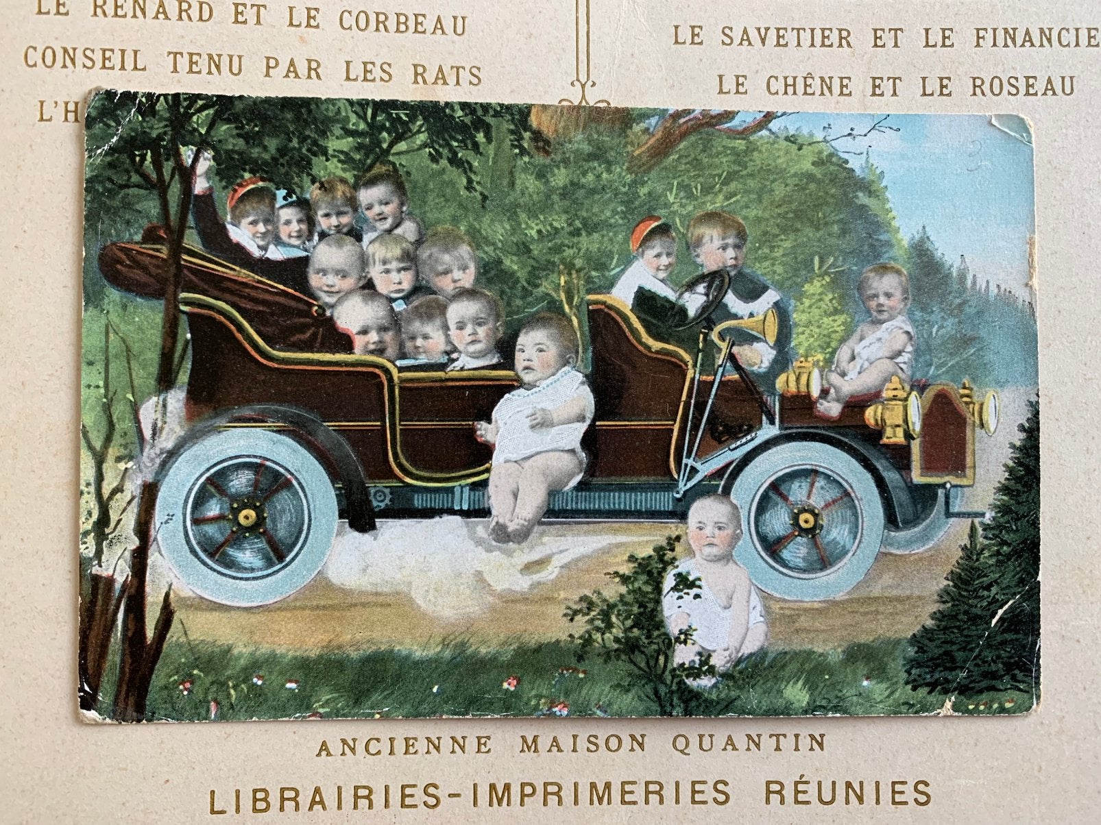 1910 Baby’s in een auto (BA), Verzamelen, Ansichtkaarten | Themakaarten, Ophalen of Verzenden, Voor 1920, Gelopen, Kinderen