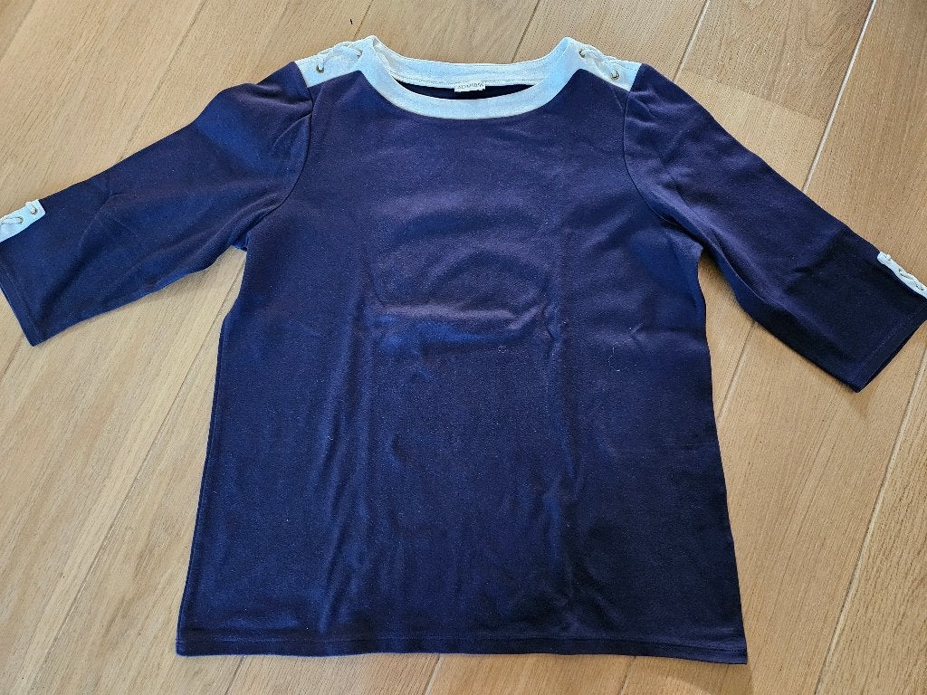 Donkerblauwe/witte top, Atelier, maat 42, Atelier, Blauw, Maat 42/44 (L), Nieuw