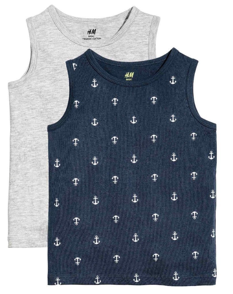 H&M 2 singlets tanktops donkerblauw anker maat 134-140, H&M, Nieuw, Ophalen of Verzenden, Shirt of Longsleeve