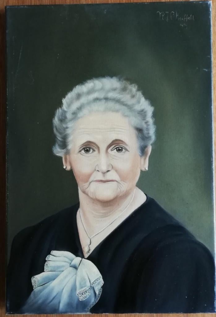 Schilderij oudere vrouw - schilder RK, Antiek en Kunst, Kunst | Schilderijen | Modern, Ophalen