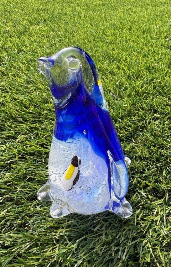 Glazen Pinguïn Beeldje - Blauw en Wit Decoratie, Ophalen of Verzenden
