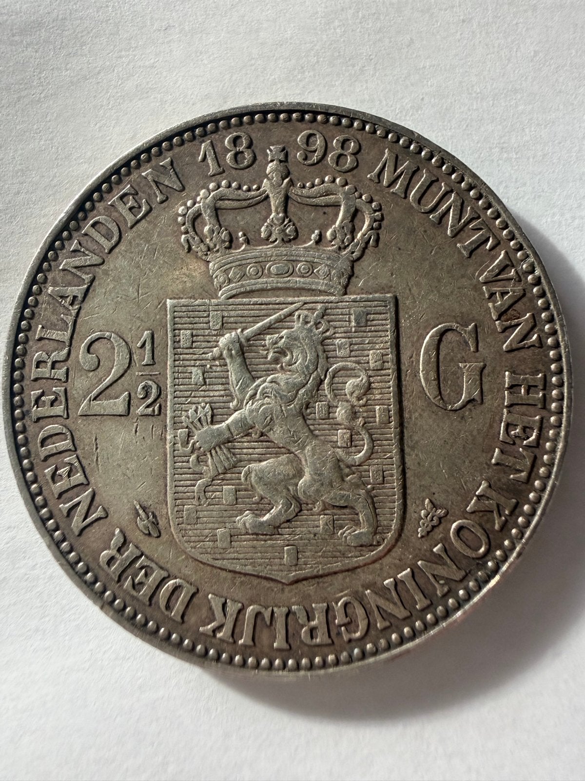 Zilveren 2½ Gulden Koningin Wilhelmina 1898, Postzegels en Munten, Munten | Nederland, Zilver, Ophalen of Verzenden, Koningin Wilhelmina