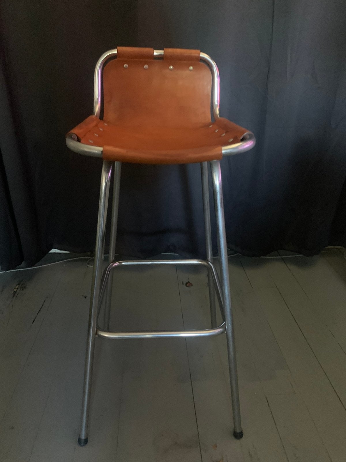 1 barkruk chroom tuigleer Dal Vera, 1 kruk, Ophalen, Gebruikt, 60 tot 90 cm