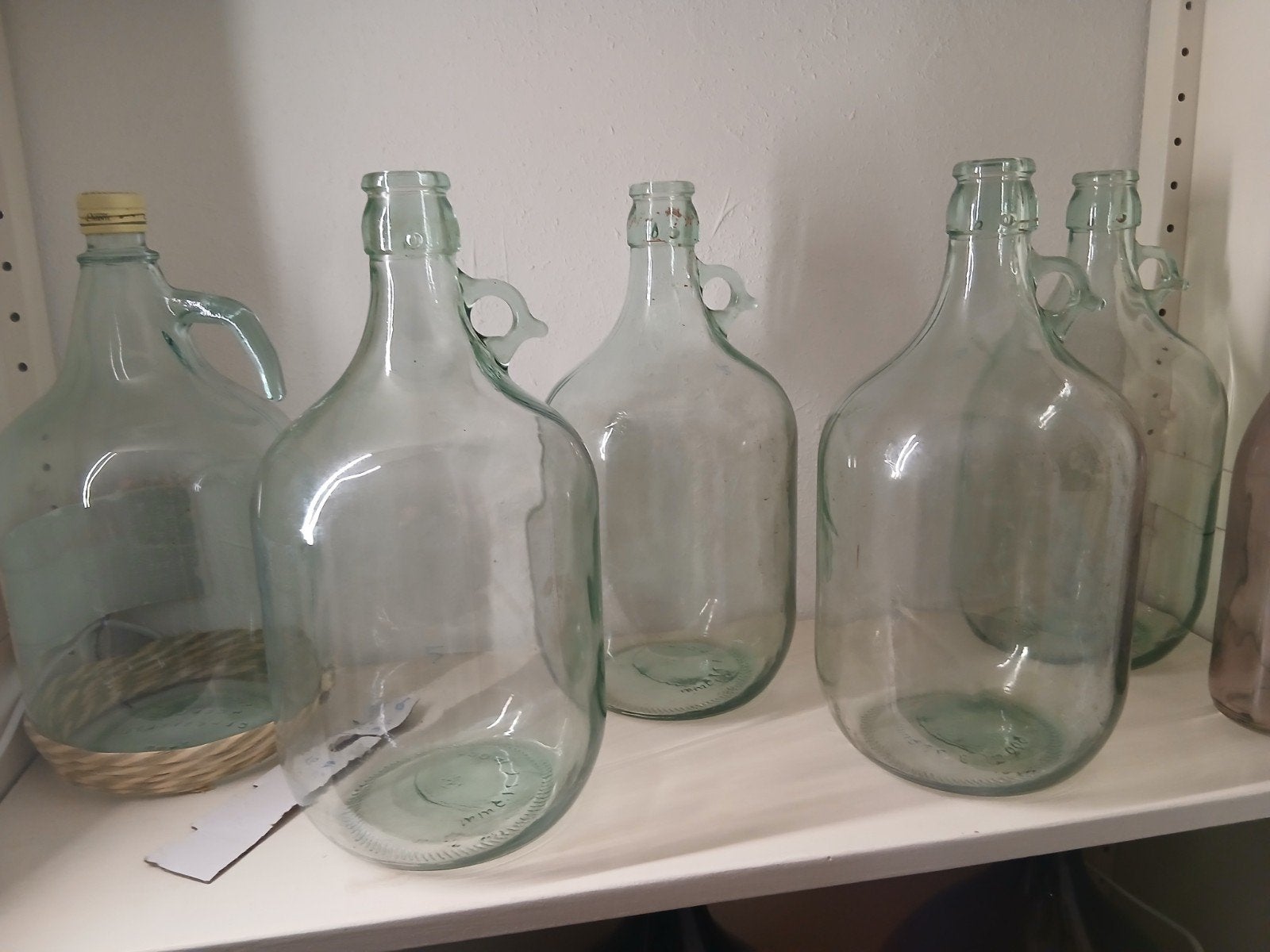 grote wijnfles gistingfles buikfles vaas brocante, Ophalen, Glas