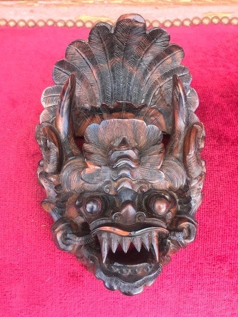 houten beeld/wandhanger BARONG, Bali, Houtsnijwerk, Ophalen of Verzenden, Handgemaakt, Hout