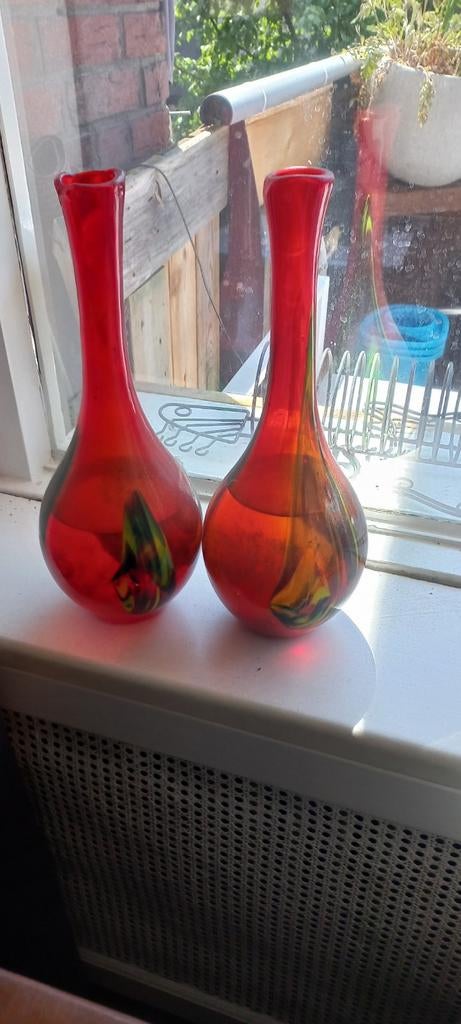 Glazen vazen 2 paar, Ophalen of Verzenden, Overige kleuren, Glas, Minder dan 50 cm