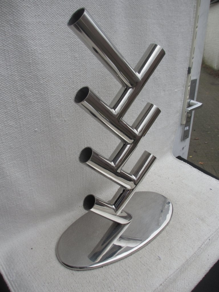Dutch Design ZIG ZAG chromen wijnrek, Huis en Inrichting, 50 – 75, 5 tot 15 flessen, Ophalen of Verzenden, Zo goed als nieuw