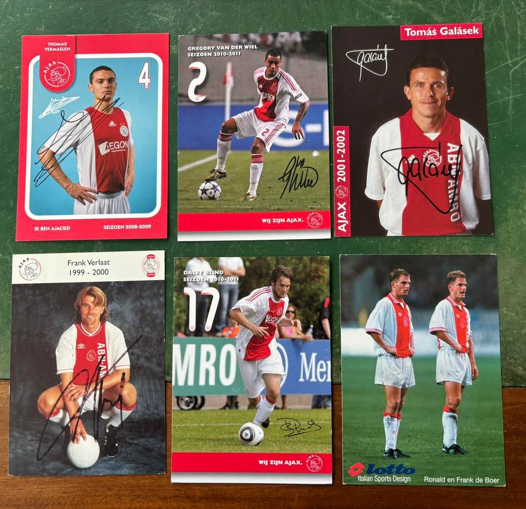 6 spelerskaarten Ajax diverse seizoenen, Ophalen of Verzenden, Zo goed als nieuw, Ajax, Spelerskaart