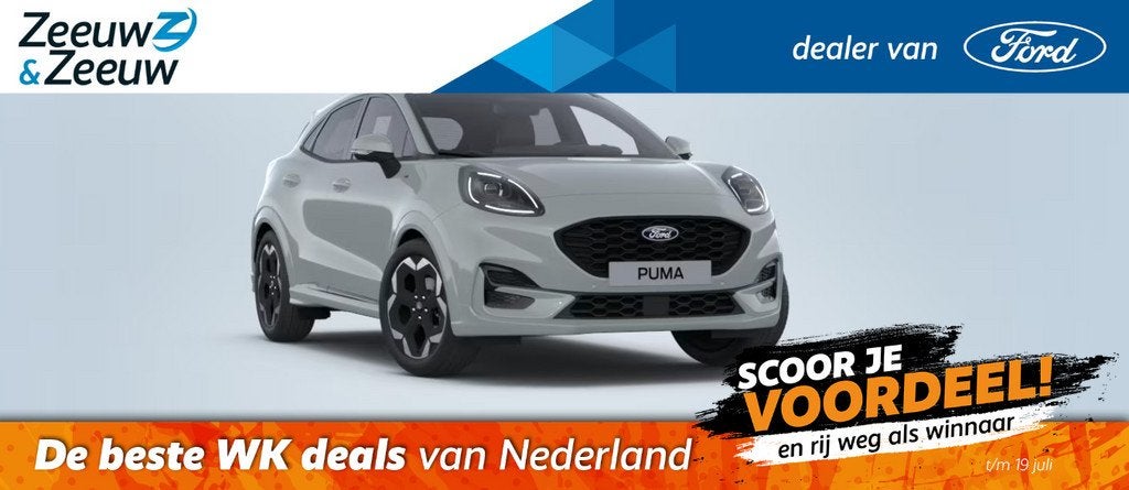 Ford Puma 1.0 EcoBoost Hybrid ST-Line X | ActieKorting €65, Auto's, Ford, 12 maanden, 125 pk, Puma, Leder en Stof