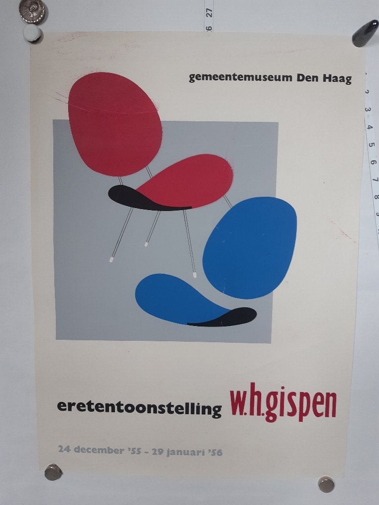 Originele poster WH Gispen Tentoonstelling, Verzamelen, Verzenden, A1 t/m A3, Reclame, Rechthoekig Staand
