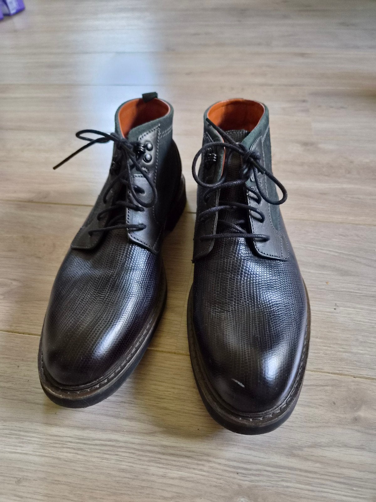 Prachtige leren herenschoenen maat 43 - Zwart, groen, bruin, Zwart, Ophalen of Verzenden, Zo goed als nieuw, Veterschoenen