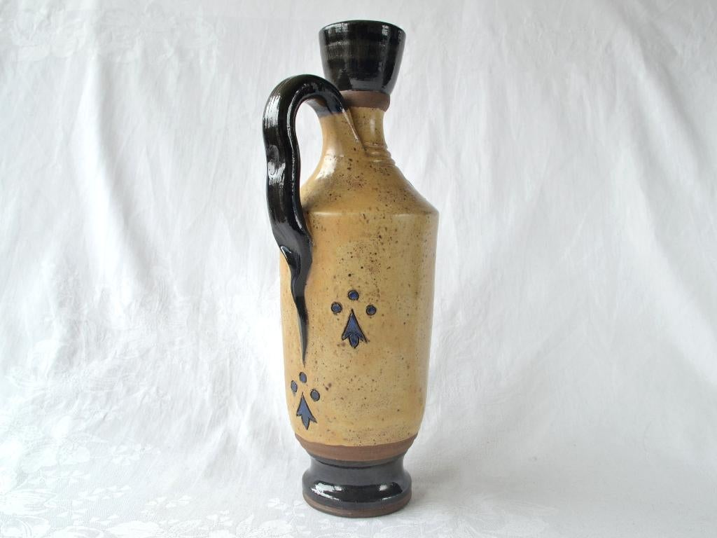 Artistieke steengoed Wijwaterkruik – Bouffioulx, BE 1960’s, Antiek en Kunst, Ophalen of Verzenden